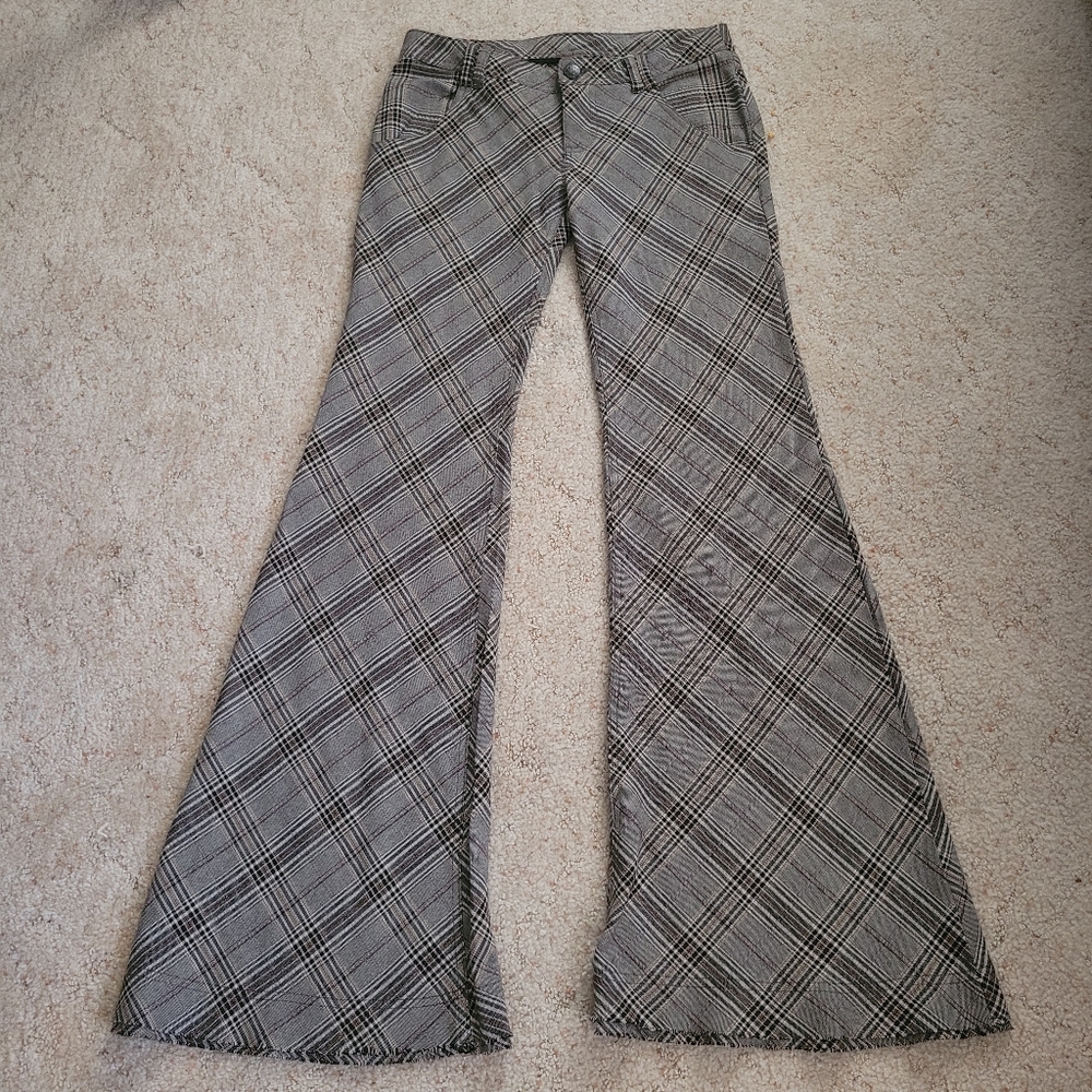 Free People Plaid Flare Pants